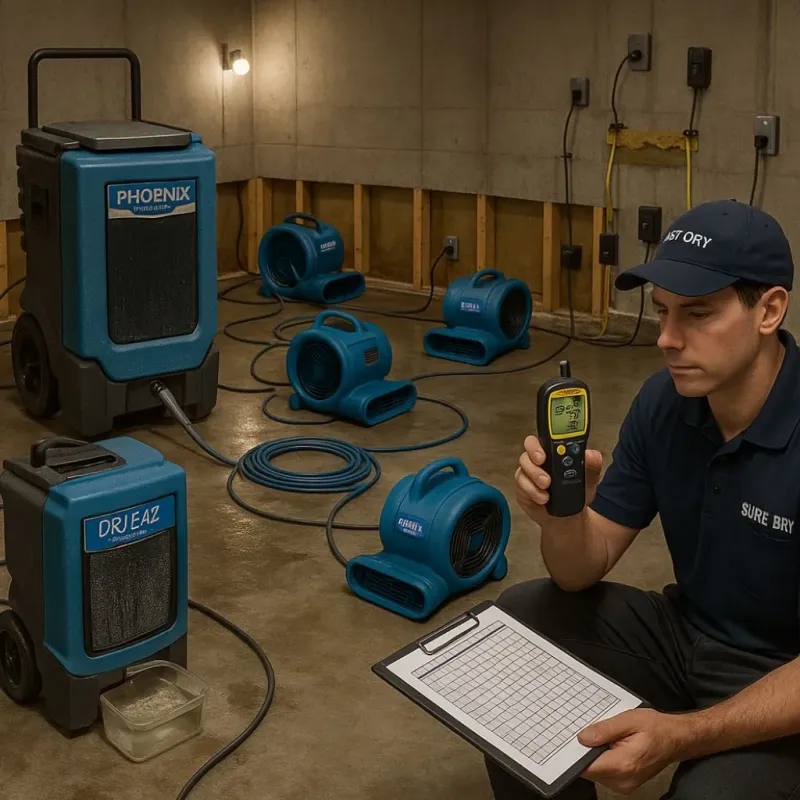 Structural Drying and Dehumidification process in Kingston, MA